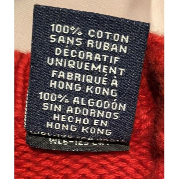 Chaps Red 100% Cotton Crew Neck Pullover Sweater Crest Logo Holiday Long Sleeve - Picture 4 of 4